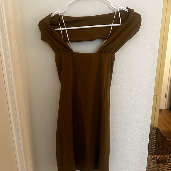 NWT Reformation Carmina Knit Mini Dress in Bronze - Picture 4 of 7